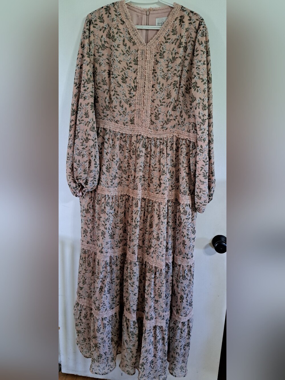Boho Tiered Floral Maxi Dress in Dusty Rose